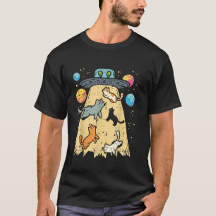 Utomjordingar Bortförande Katter UFO Flygande Tall T Shirt