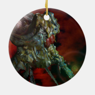 utomjordingar, de är här julgransprydnad keramik