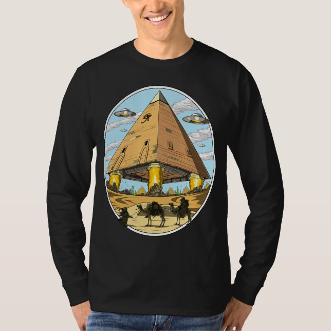 Utomjordingar Egyptiska Pyramids UFO Conspiracy An T Shirt (Framsida)