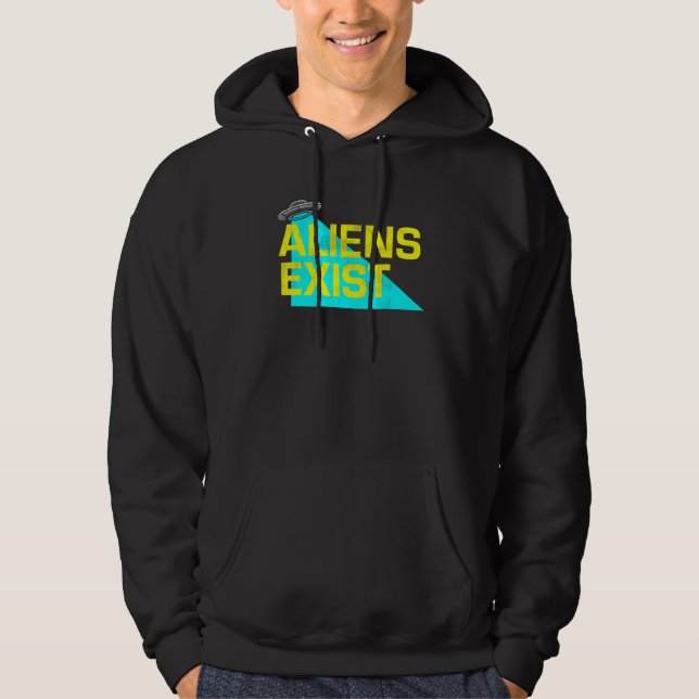 Utomjordingar finns i Ufo Blue Light Illustration  Hoodie (Framsida)