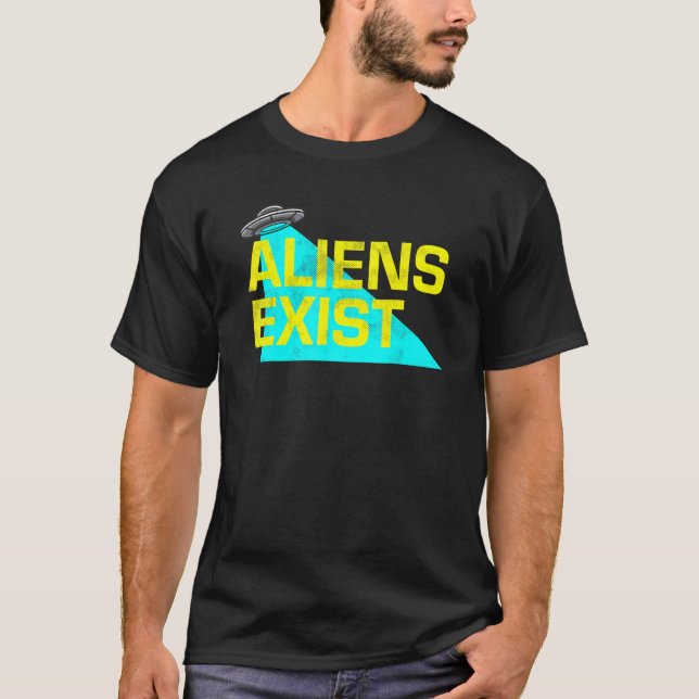 Utomjordingar finns i Ufo Blue Light Illustration  T Shirt (Framsida)