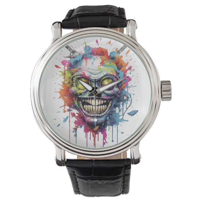 Utomjordingar för färglöst Crazy Alien Head Space  Armbandsur (Framsida)