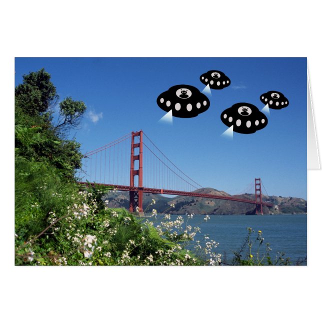 Utomjordingar invade San Francisco Hälsningskort (Framsidan Horizontal)