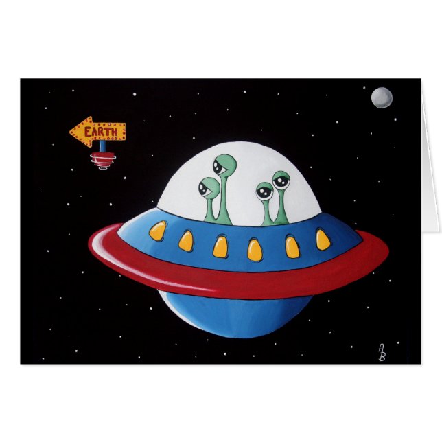 Utomjordingar jorda en kontakt eller slår sönder! hälsningskort (Framsidan Horizontal)
