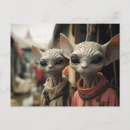 Utomjordingar Nästa dörr: Coola Katt Vykort