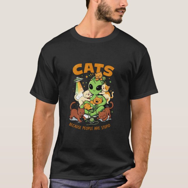 Utomjordingar och katter i harmoni t shirt (Framsida)