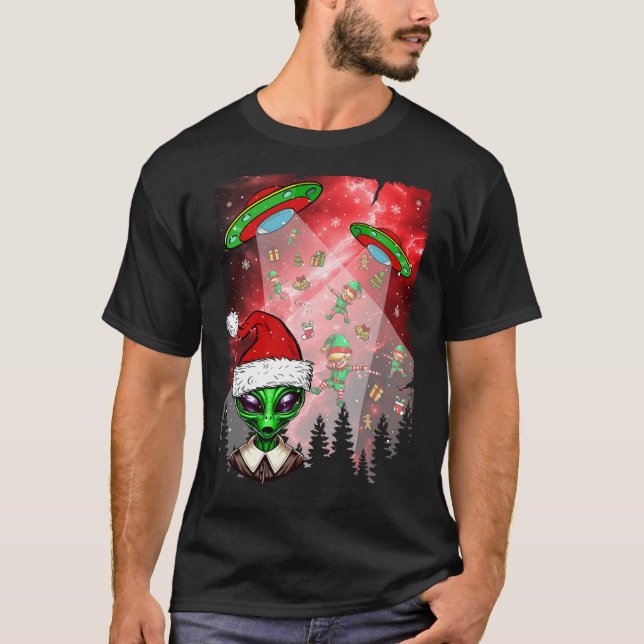 Utomjordingar Oidentifierat flygföremål Jul Elf Lo T Shirt (Framsida)