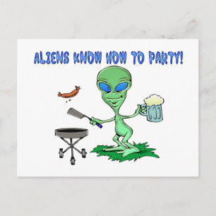 Utomjordingar Party Vykort