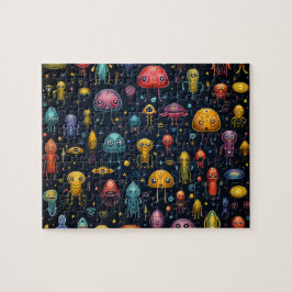 Utomjordingar Roligt Puzzle Pussel