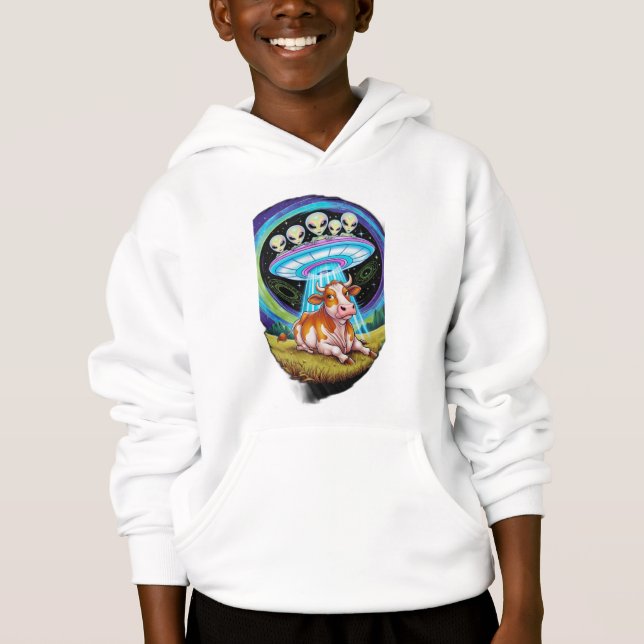 Utomjordingar som bortför kor, men kon ser lycklig t shirt (Framsida)