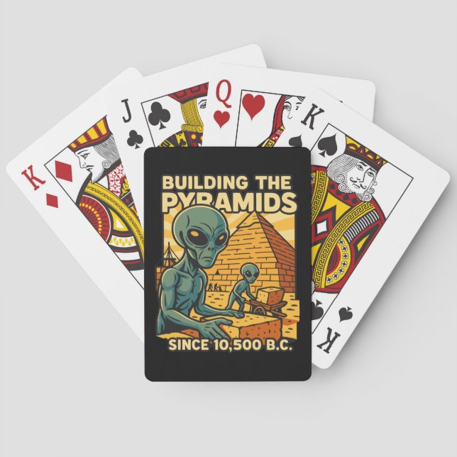 Utomjordingar som Bygger Pyramids Pyramid Construc Casinokort (Baksidan)
