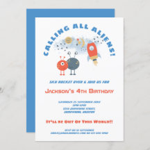 Utomjordingar Spacesship Tecknad Boy 4e födelsedag