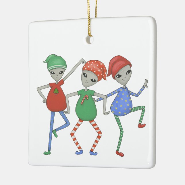 Utomjordingar sten för jul #2 julgransprydnad keramik (Vänster)