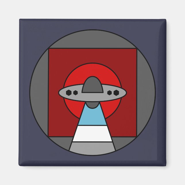 Utomjordingar UFO färgstark geometrisk Magnet (Framsidan)