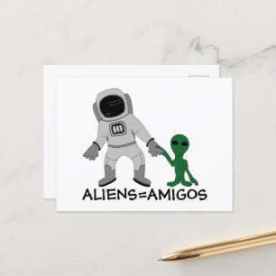 Utomjordingar = vänner, astronaut och extraterland vykort