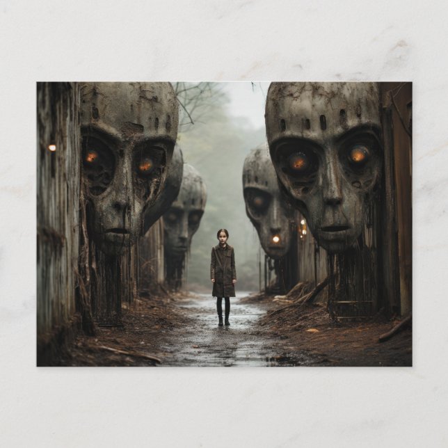 Utomjordingar vid nästa dörr: Flicka med huvuden Vykort (Framsida)