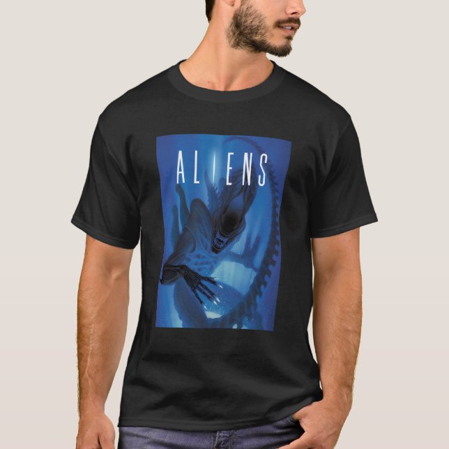 Utomjordingar Xenomorph Blue Light T Shirt (Framsida)
