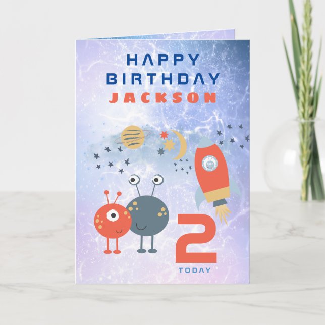 Utomjordingar Ytthet Ålder 2 Birthday Space Lilac Kort (Framsida)