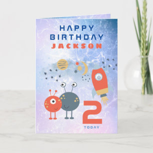Utomjordingar Ytthet Ålder 2 Birthday Space Lilac Kort