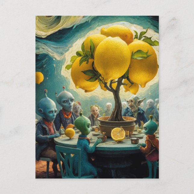Utomjordingarna och Lemon Träd Vykort (Framsida)