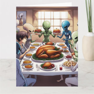 Utomjordingarnas Thanksgiving Firande Kort