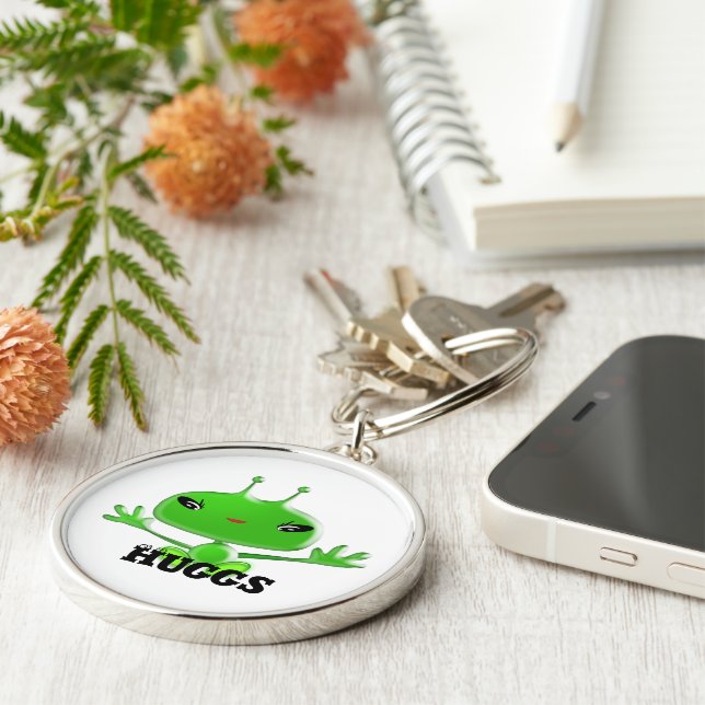 Utomjordingars Huggs Rund Silverfärgad Nyckelring (Sidan)