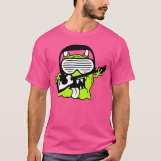 Utomjordinge Monster Spelar Gitarr Hörlurar Solgla T Shirt