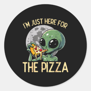 Utomjordingen Jag är bara här för Zza Rolig mat me Runt Klistermärke