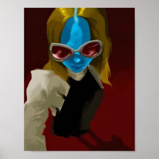 Utomjordingflicka vid namn "Blue" ser rött genom g Poster