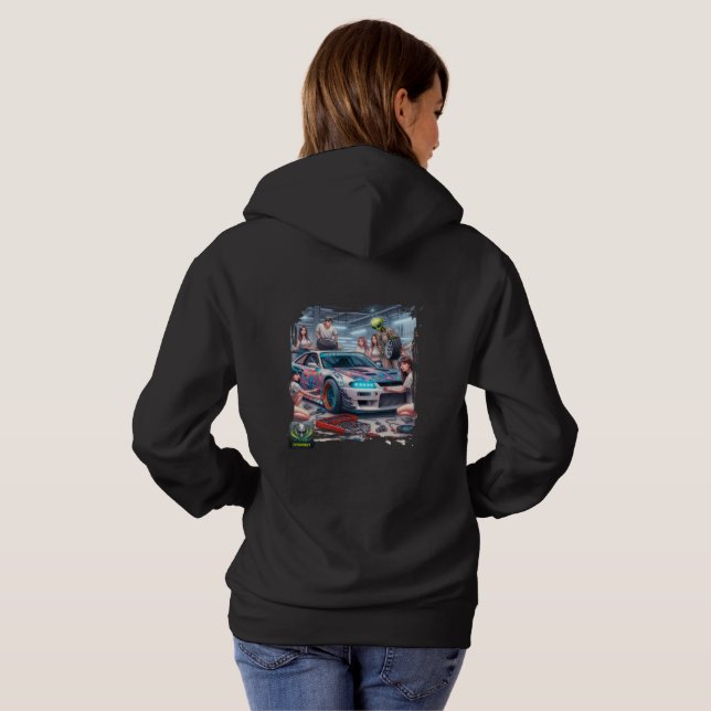 Utomjordisk (Alien) Neon Drift Mekatroniker T Shirt (Hel baksida)