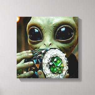 Utomjordisk Alien Och Kristallin Sushi Canvastryck