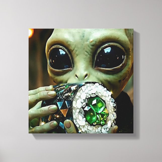 Utomjordisk Alien Och Kristallin Sushi   Canvastryck (Framsida)