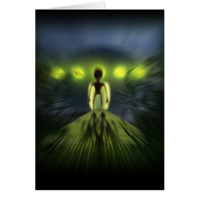 Utomjordisk besökare hälsningskort (Framsidan)