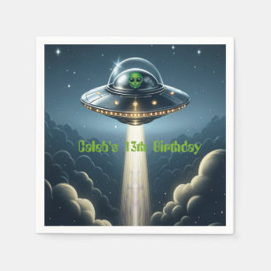 Utomjordisk bortförande UFO Blå moln Födelsedagsfe Pappersservett