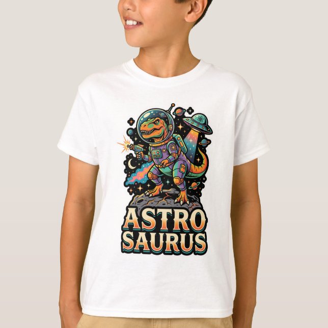 Utomjordisk Dinosaurie Astro Saurus: Retro Astrona T Shirt (Framsida)