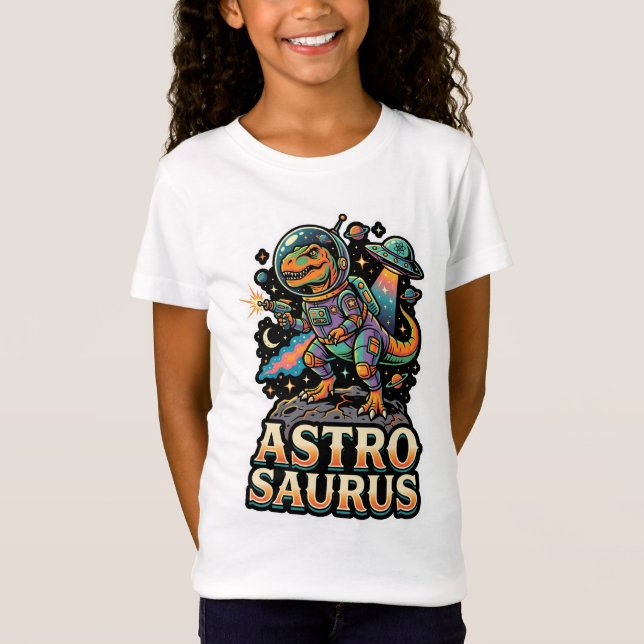Utomjordisk Dinosaurie Astro Saurus: Retro Astrona T Shirt (Framsida)