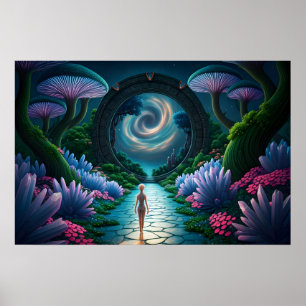 Utomjordisk figur går till en Stargate-avlägsen pl Poster