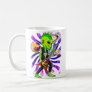 Utomjordisk gitarrist som spelar elgitarr Ufo Rock Kaffemugg