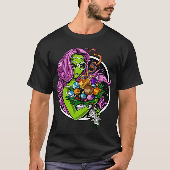 Utomjordisk Hippie Stoner T Shirt (Framsida)