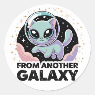 Utomjordisk Katt Kosmisk Design Rymdkatt Sci-Fi Ko Runt Klistermärke