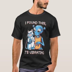 Utomjordisk Katt Pixel Retro SciFi Humor 3 T Shirt