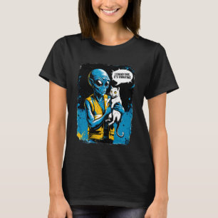 Utomjordisk Katt Pixel Retro SciFi Humor 5 T Shirt
