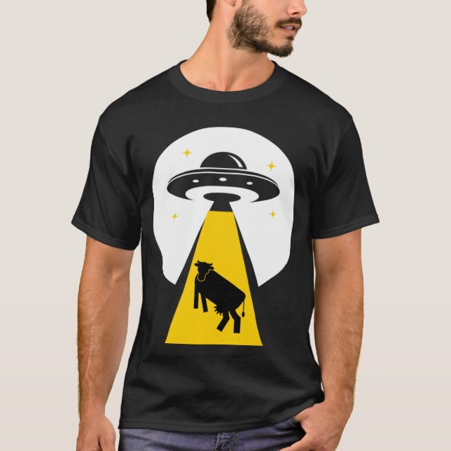 Utomjordisk ko bortförande UFO rymdskepp T Shirt (Framsida)