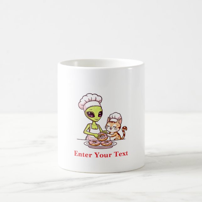 Utomjordisk kock katt munk Kawaii design Kaffemugg (Center)