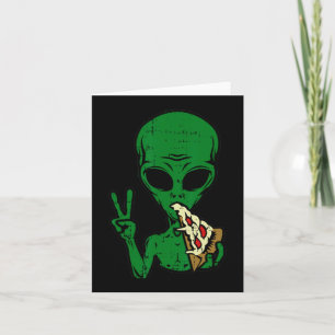 Utomjordisk Pizza Ätande Fred Kul Rymd Område-51 H Kort