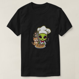 Utomjordisk Pizzakock Katt Tecknad Konst T Shirt