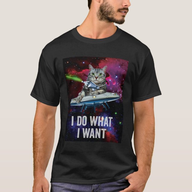 Utomjordisk rymdkat UFO T Shirt (Framsida)