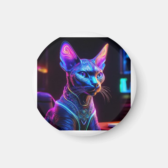 Utomjordisk Sfinx Katt Sitter I Sin Kaptenstol Magnet (Framsidan)