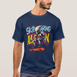 utomjordisk skateboarding stil graffiti på gatukon t shirt