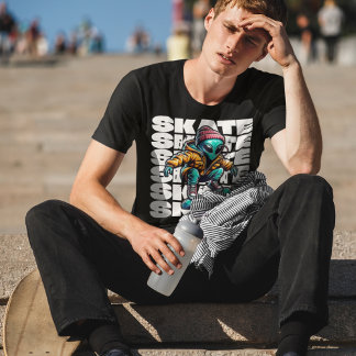 Utomjordisk Skater Streetwear Skateboard Grafisk T Shirt